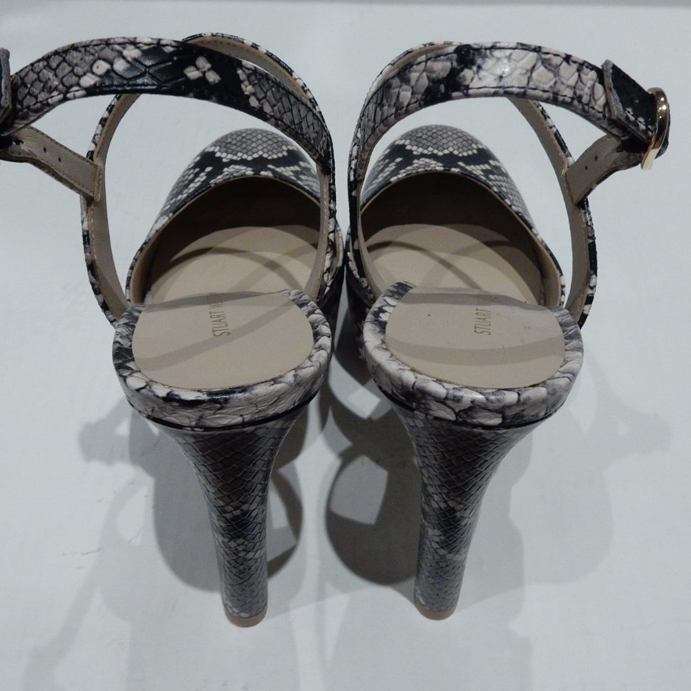 Stuart Weitzman Black / Beige Python Embossed Pla… - image 3